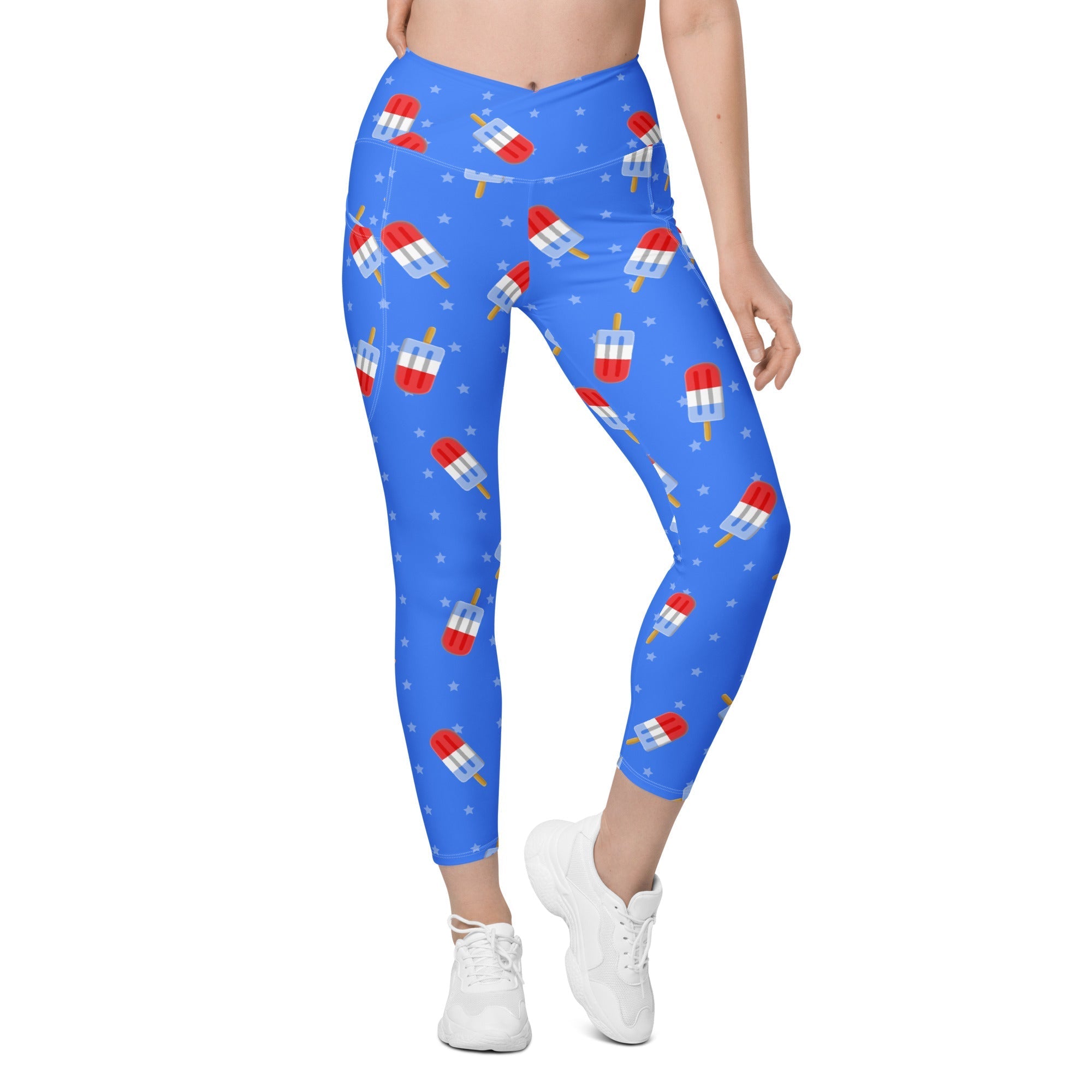 Popsicle Pattern Crossover Leggings With Pockets