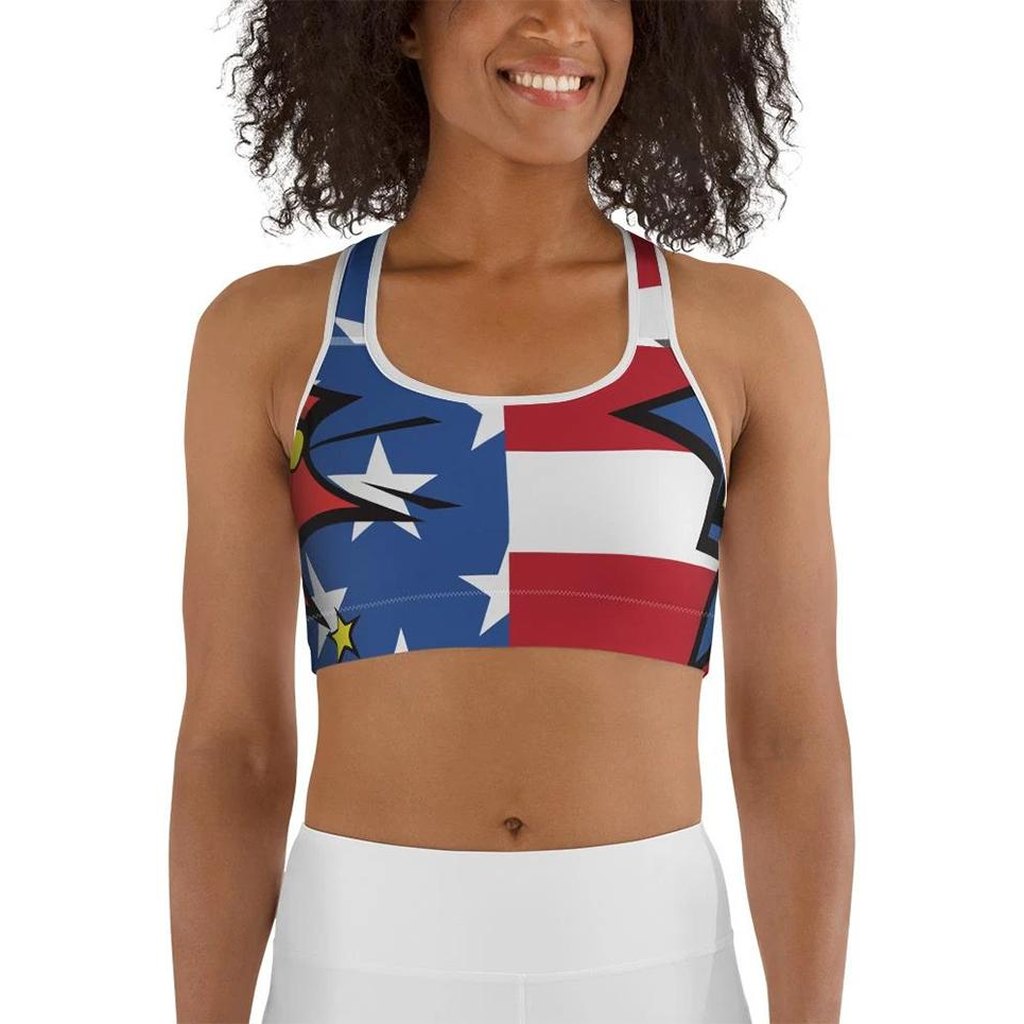 Proud American Pop Art Sports Bra