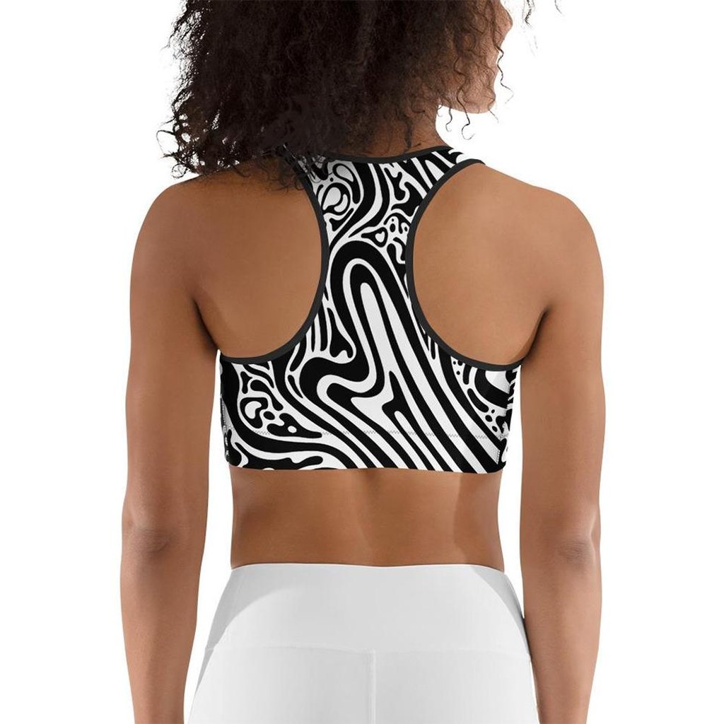Psychedelic Black & White Sports Bra