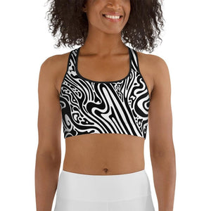 Psychedelic Black & White Sports Bra