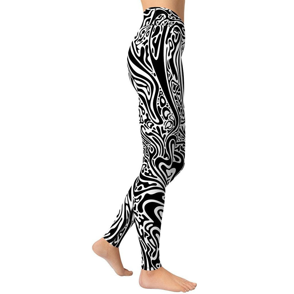 Psychedelic Black & White Yoga Leggings