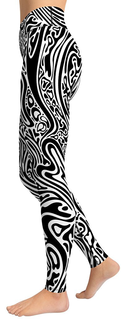 Psychedelic Black & White Yoga Leggings