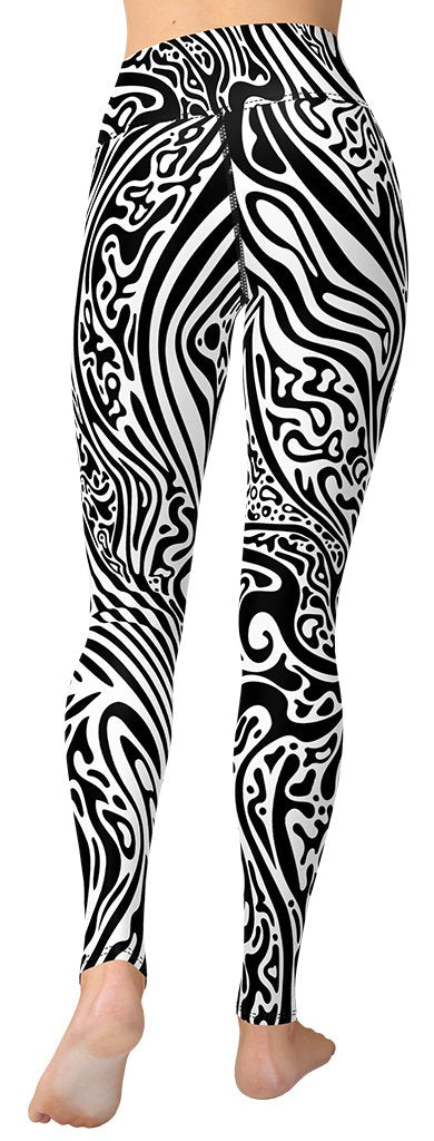 Psychedelic Black & White Yoga Leggings