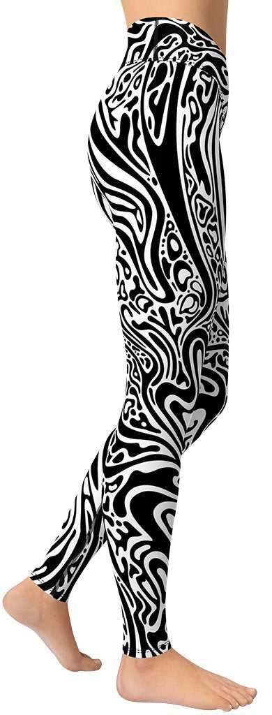 Psychedelic Black & White Yoga Leggings