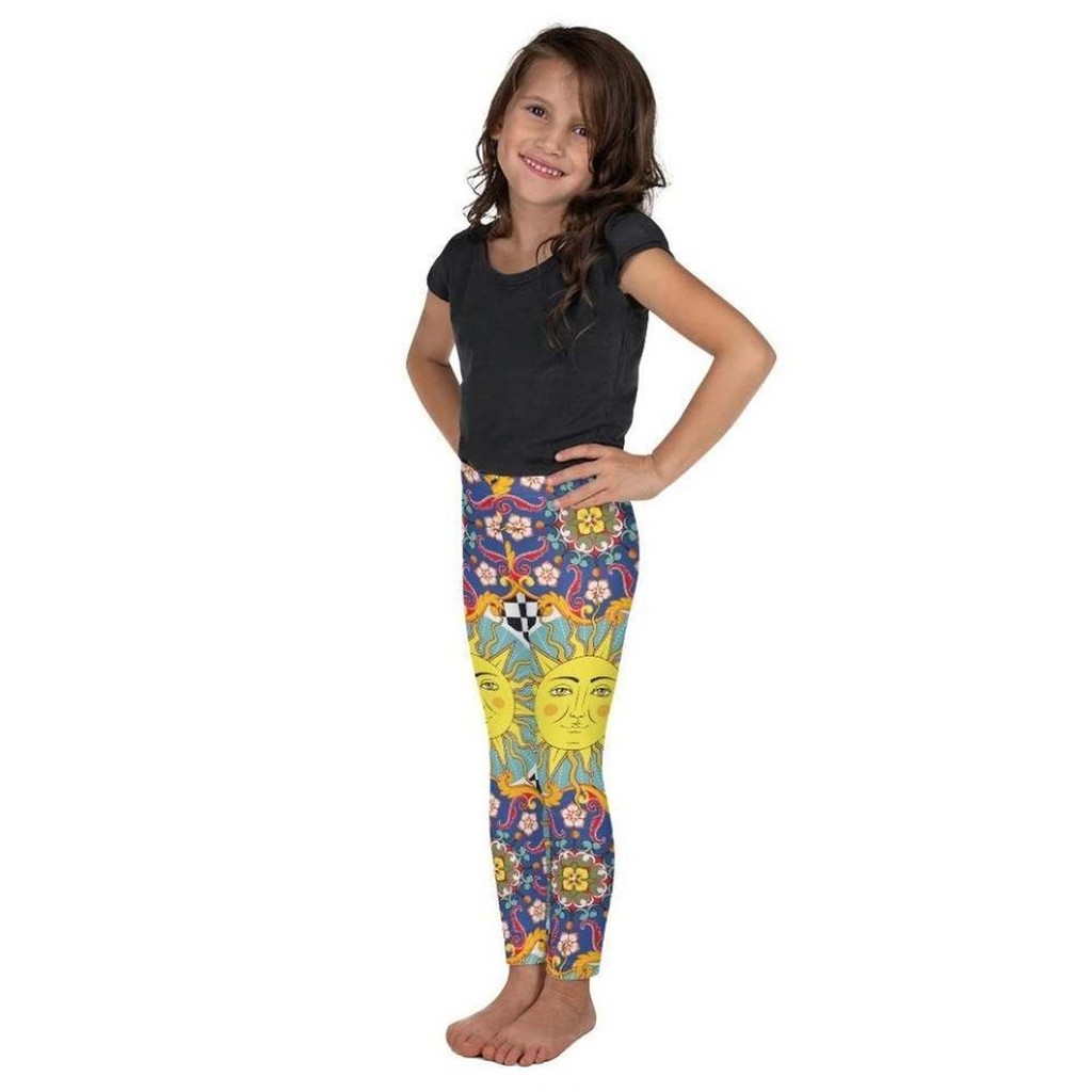 Psychedelic Sun Print Kid's Leggings