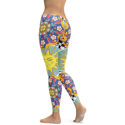 Psychedelic Sun Print Leggings
