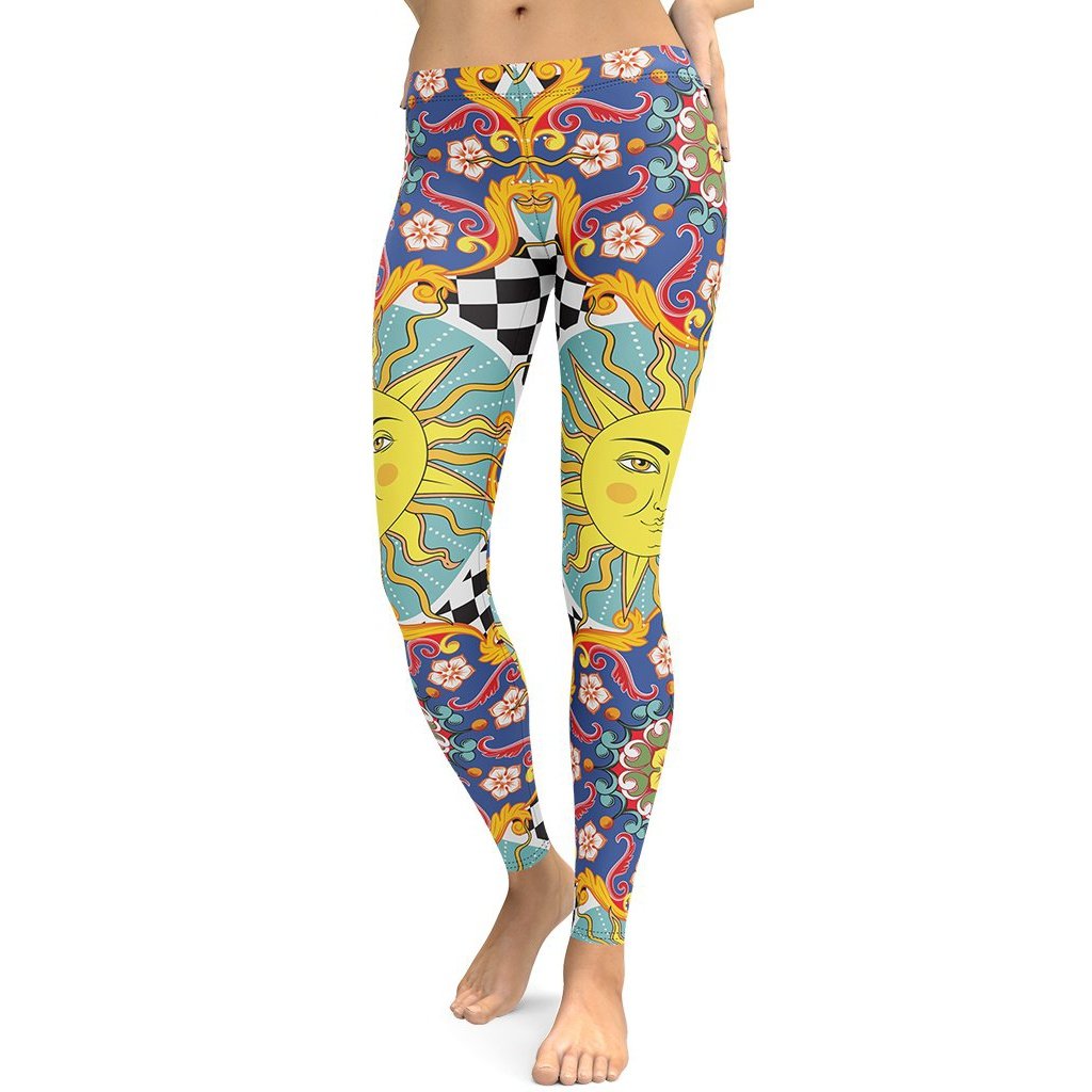Psychedelic Sun Print Leggings