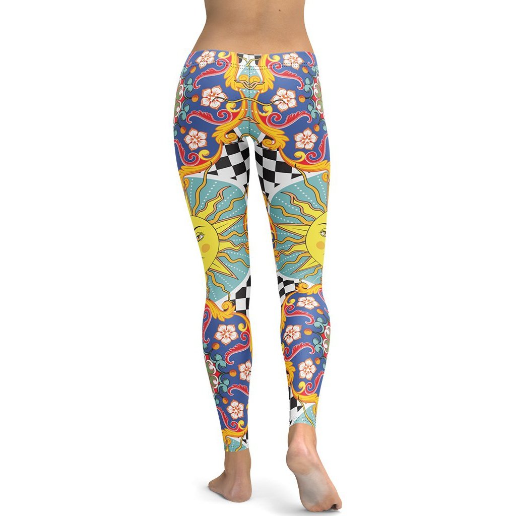 Psychedelic Sun Print Leggings
