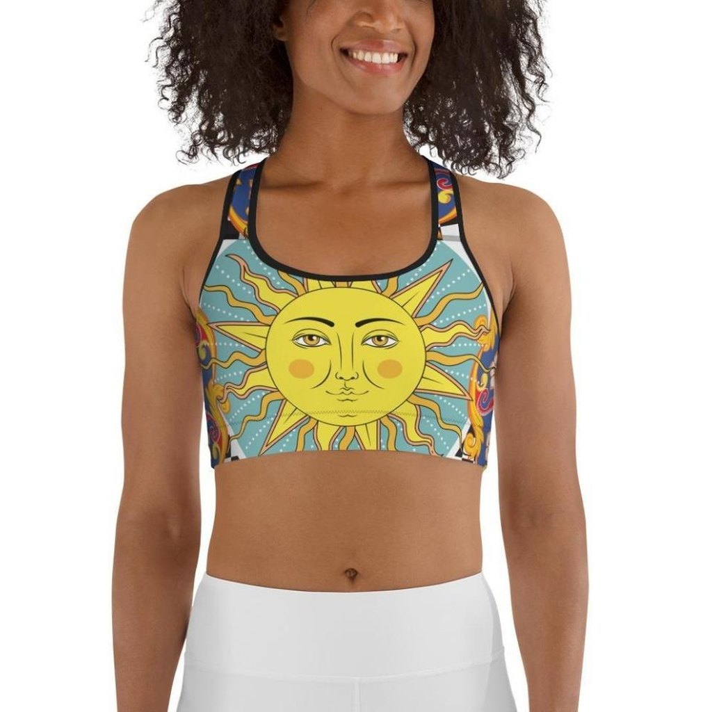 Psychedelic Sun Print Sports Bra
