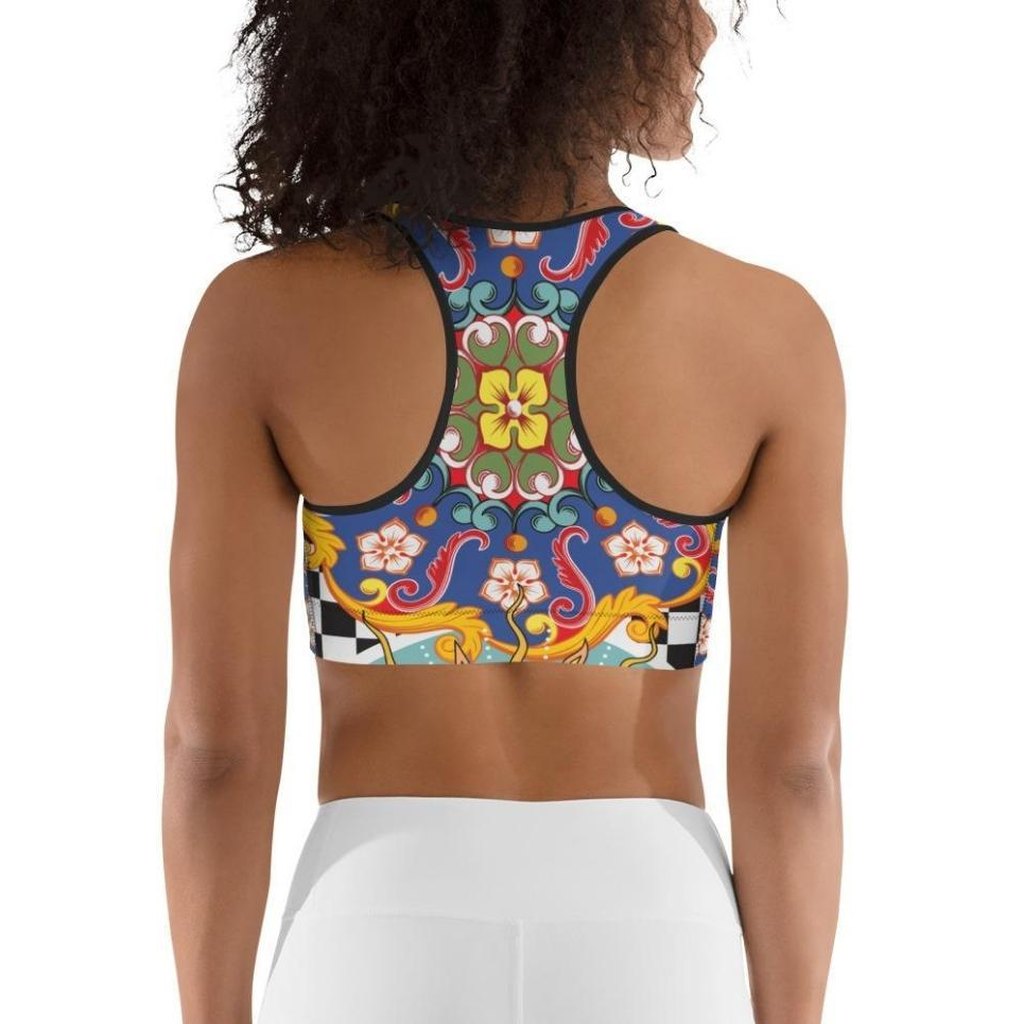 Psychedelic Sun Print Sports Bra