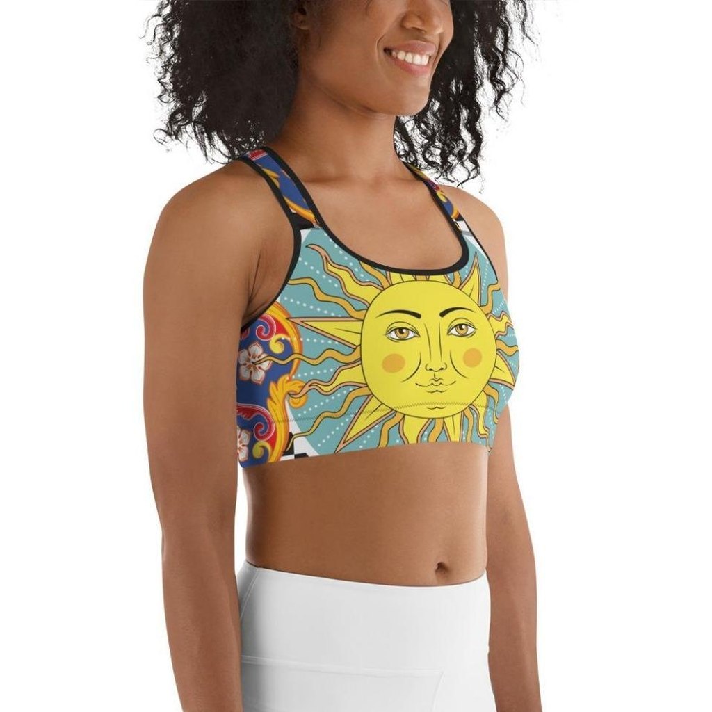 Psychedelic Sun Print Sports Bra