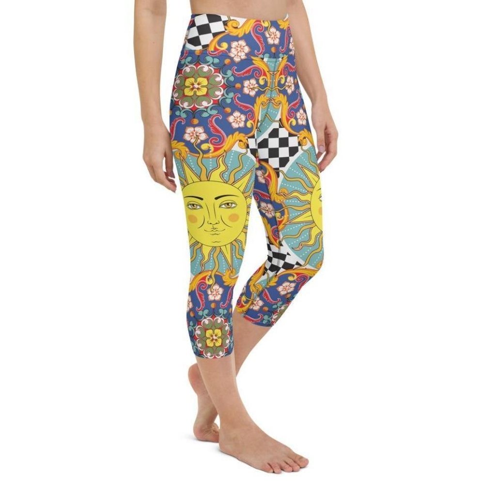 Psychedelic Sun Print Yoga Capris