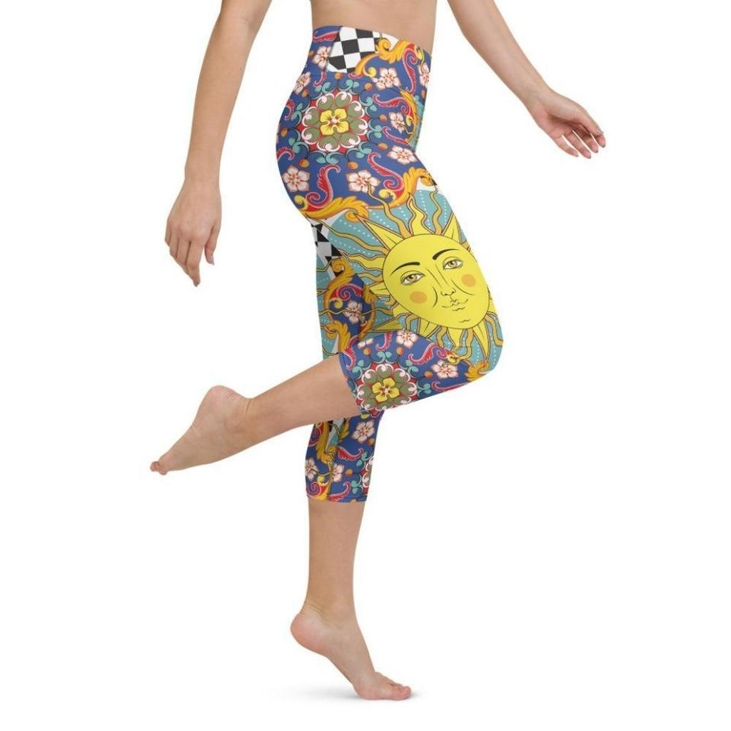 Psychedelic Sun Print Yoga Capris