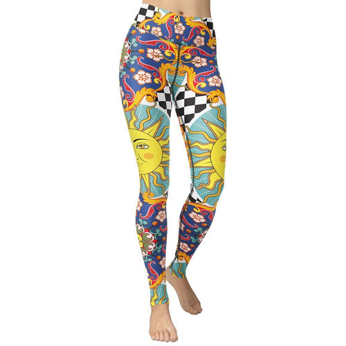 Psychedelic Sun Print Yoga Leggings