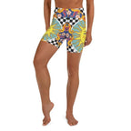 Psychedelic Sun Print Yoga Shorts