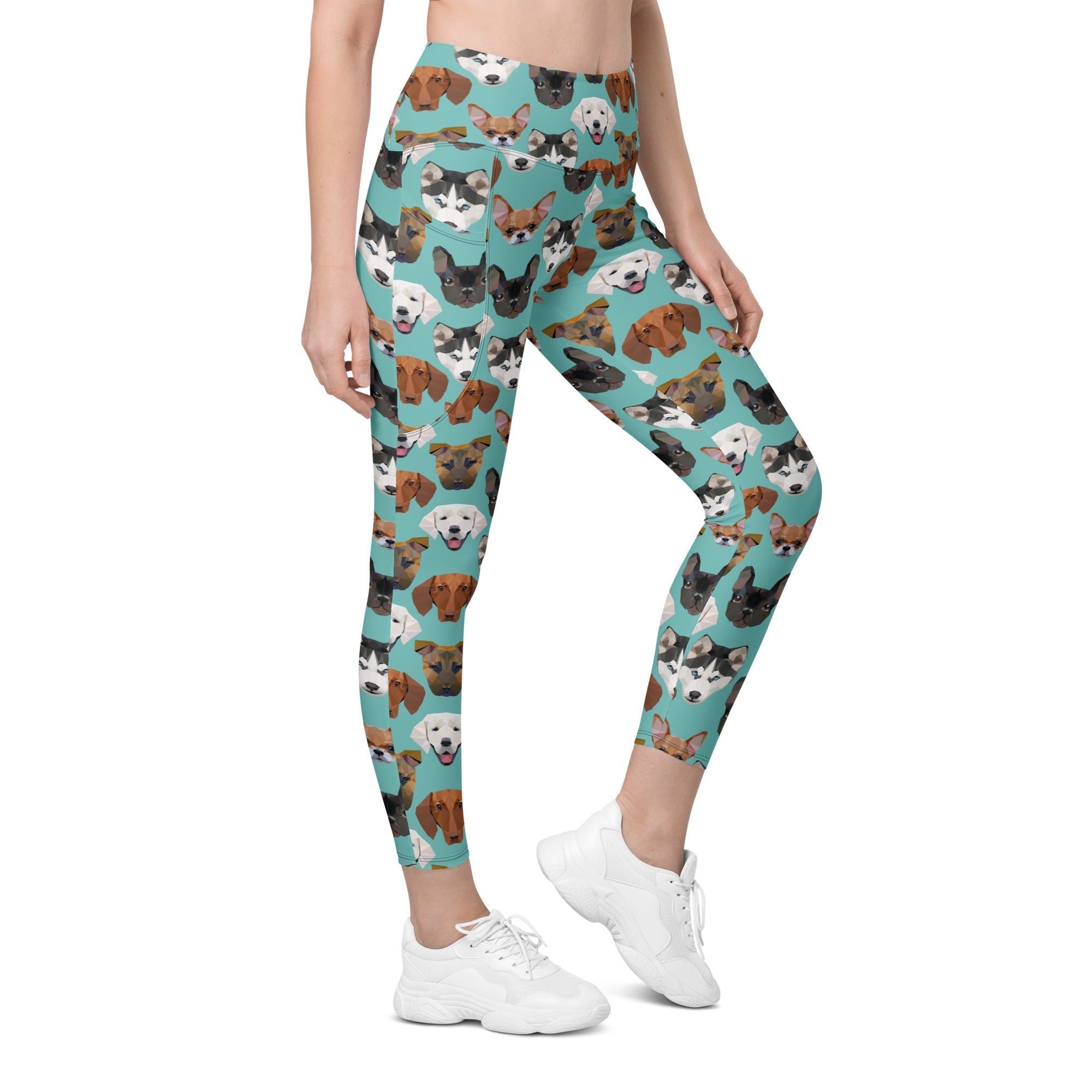 Pup Pattern Leggings With Pockets