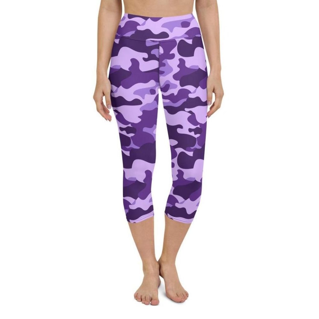Purple Camo Yoga Capris