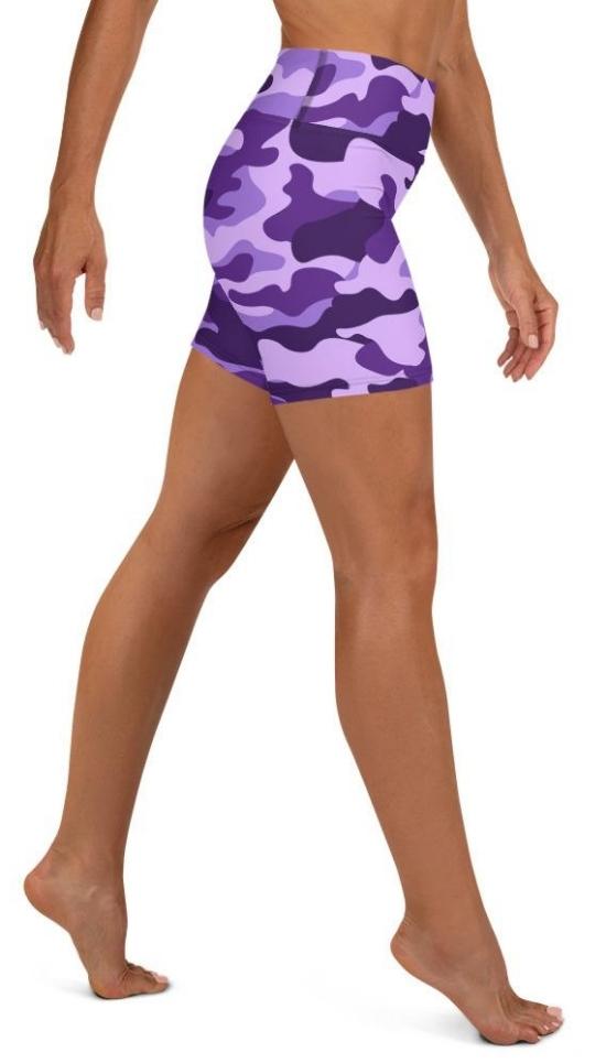 Purple Camo Yoga Shorts