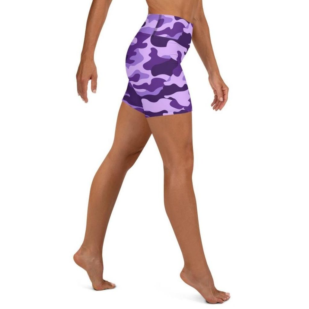 Purple Camo Yoga Shorts
