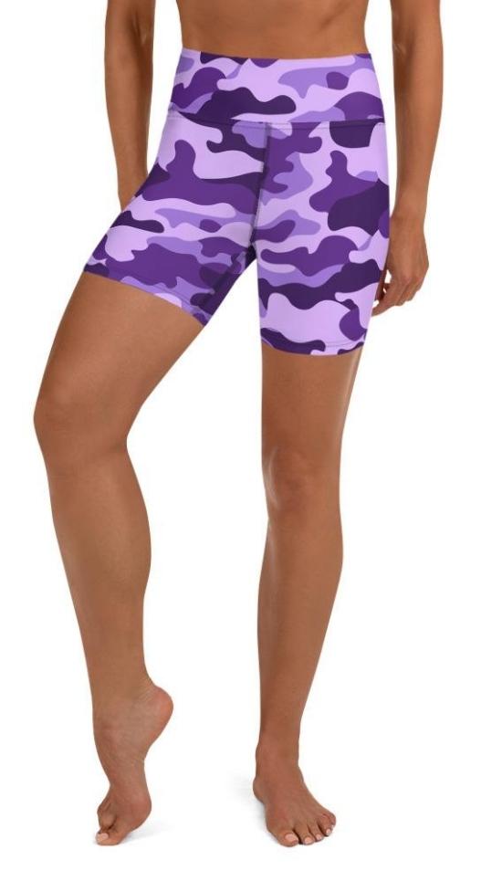 Purple Camo Yoga Shorts