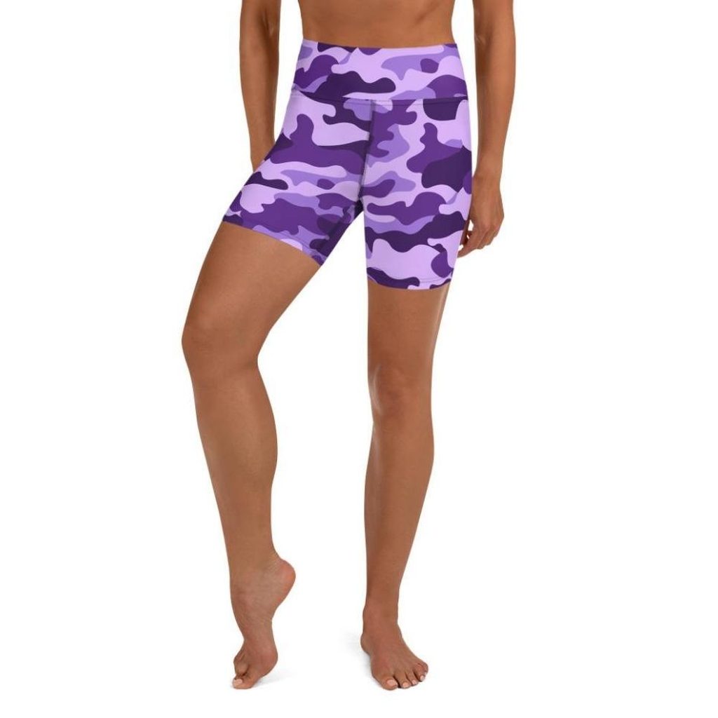 Purple Camo Yoga Shorts