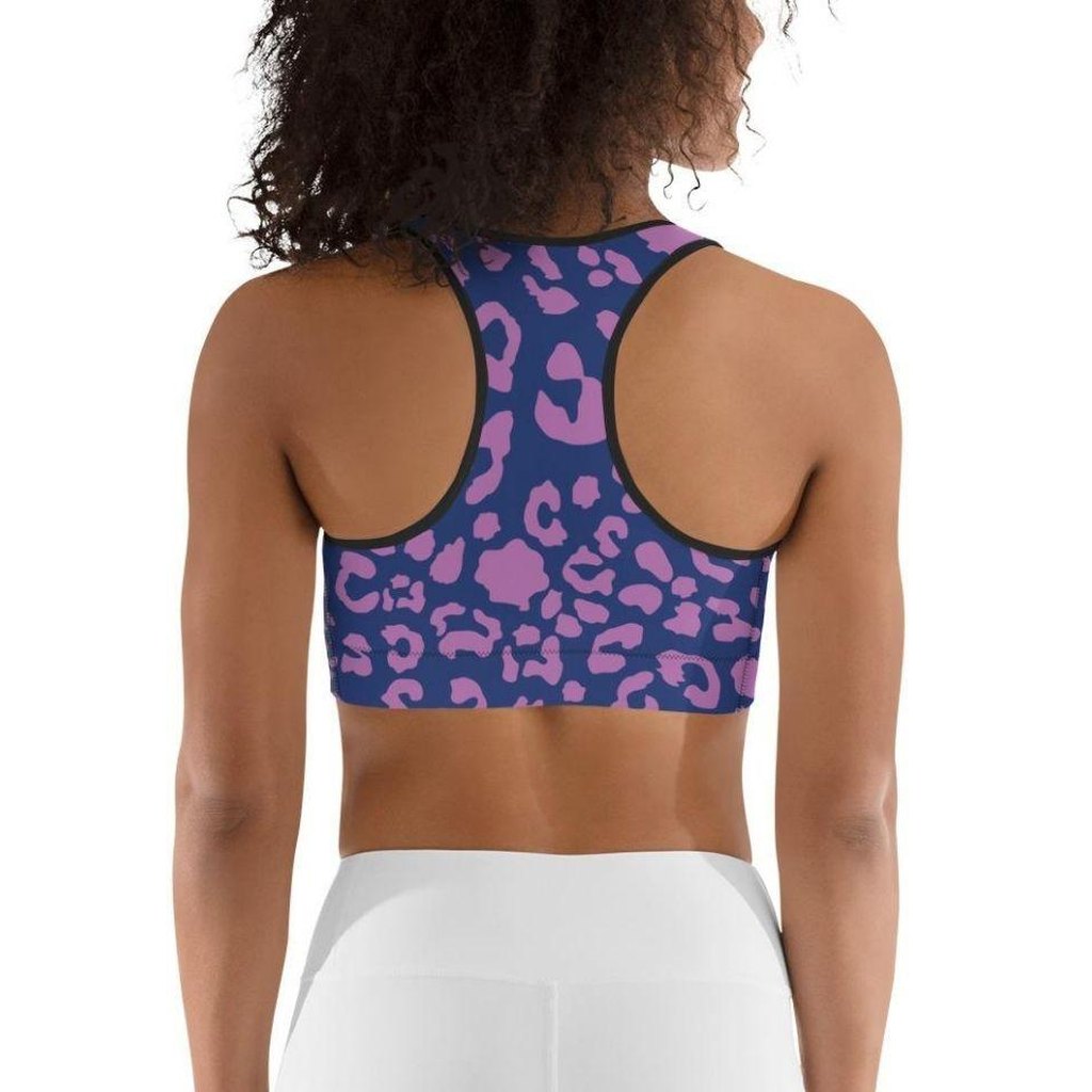 Purple Leopard Print Sports Bra