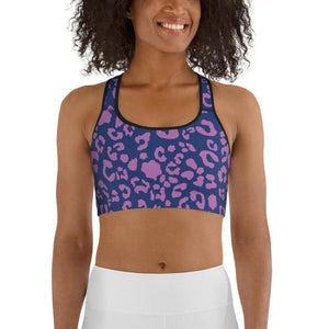 Purple Leopard Print Sports Bra