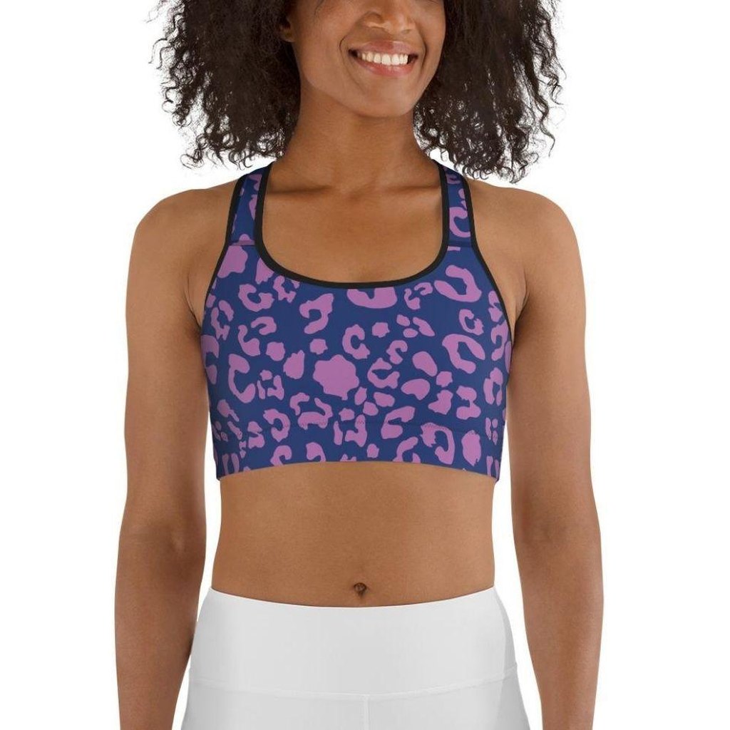 Purple Leopard Print Sports Bra
