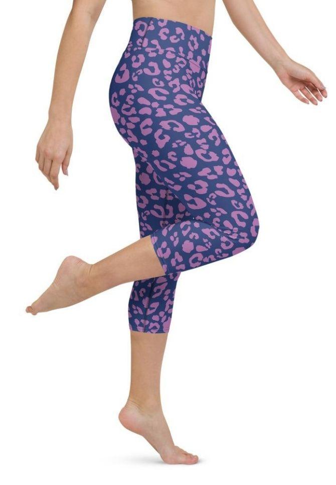 Purple Leopard Print Yoga Capris
