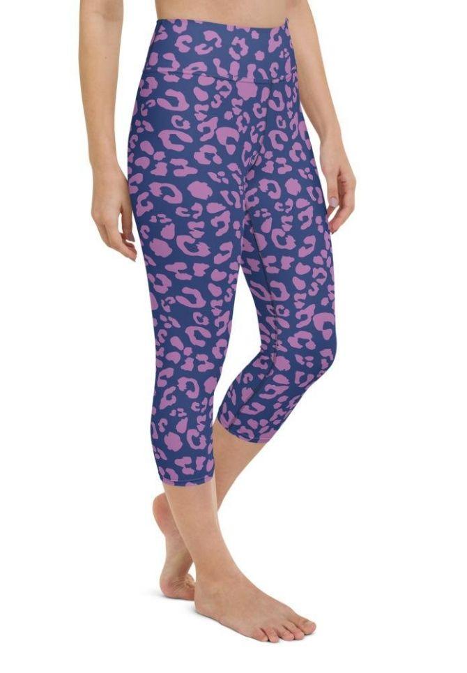Purple Leopard Print Yoga Capris