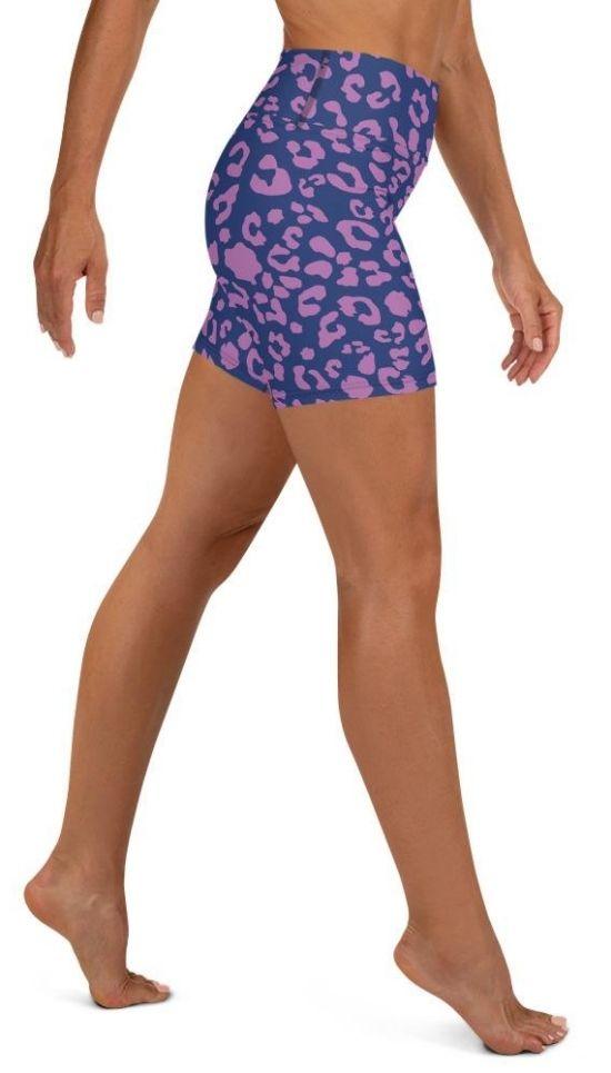 Purple Leopard Print Yoga Shorts