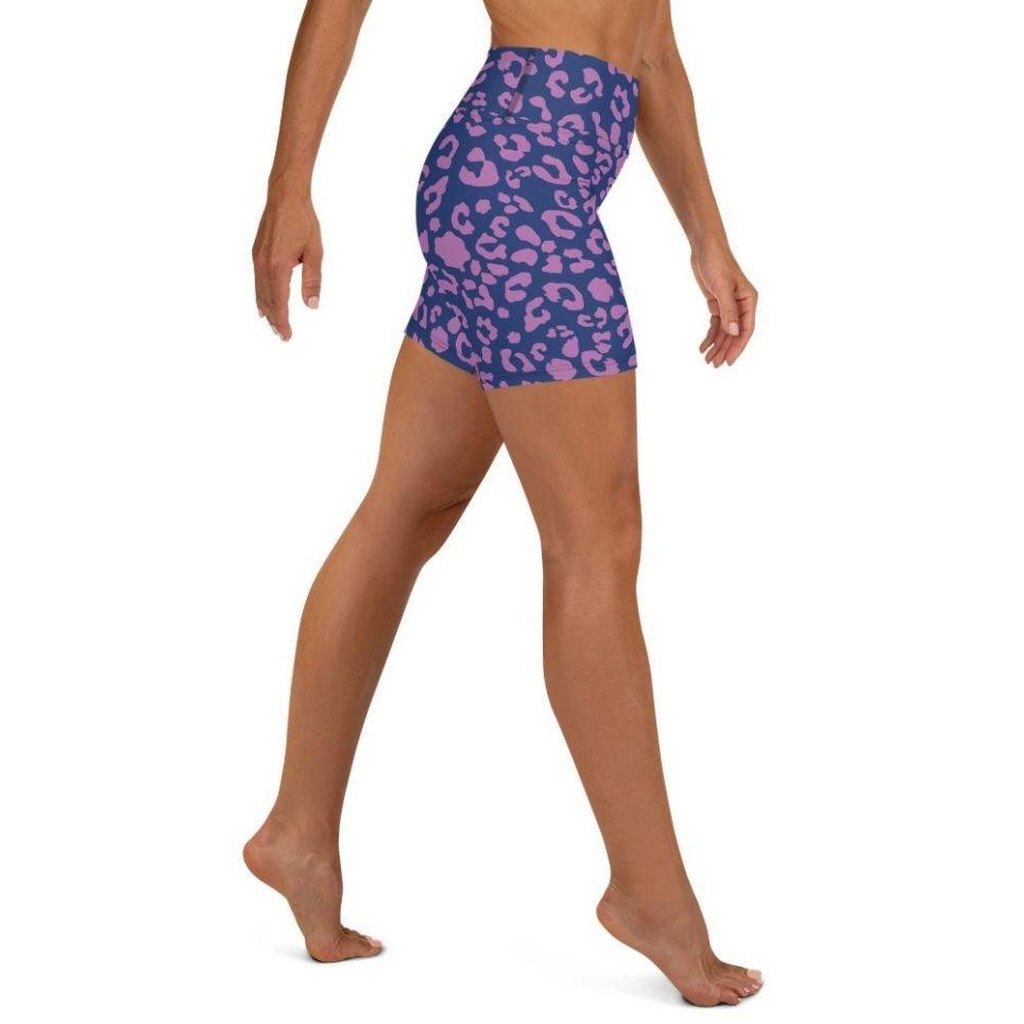Purple Leopard Print Yoga Shorts