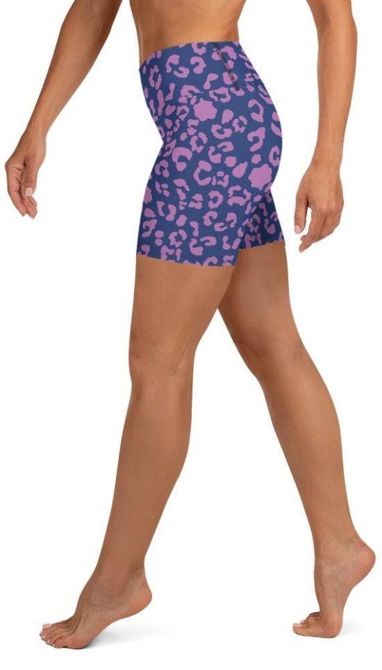 Purple Leopard Print Yoga Shorts