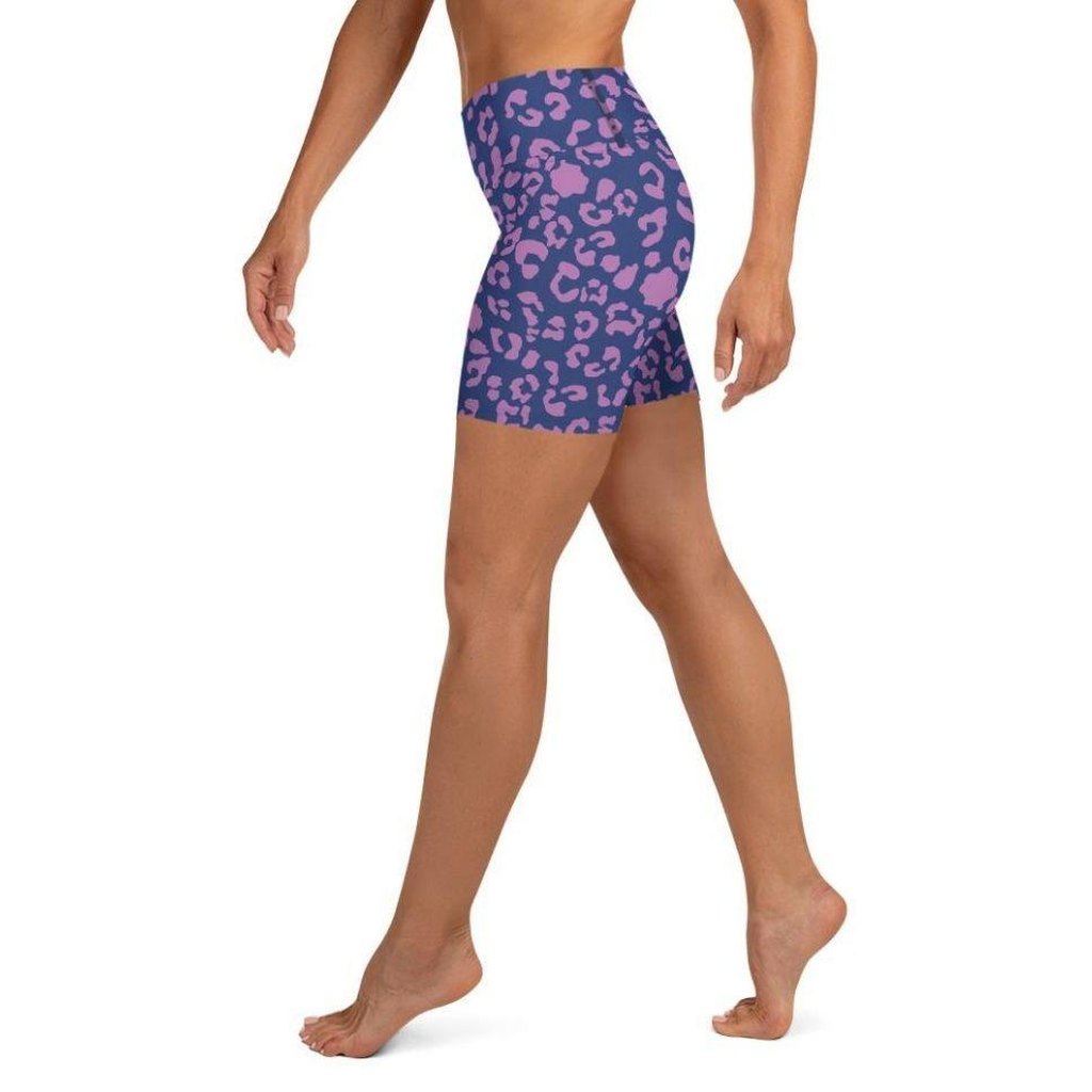 Purple Leopard Print Yoga Shorts