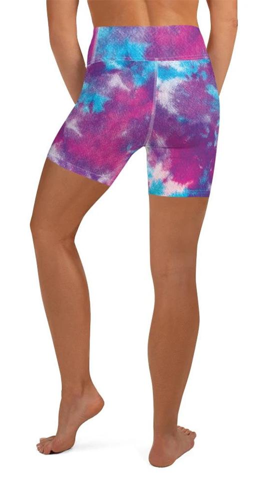 Purple Tie Dye Yoga Shorts