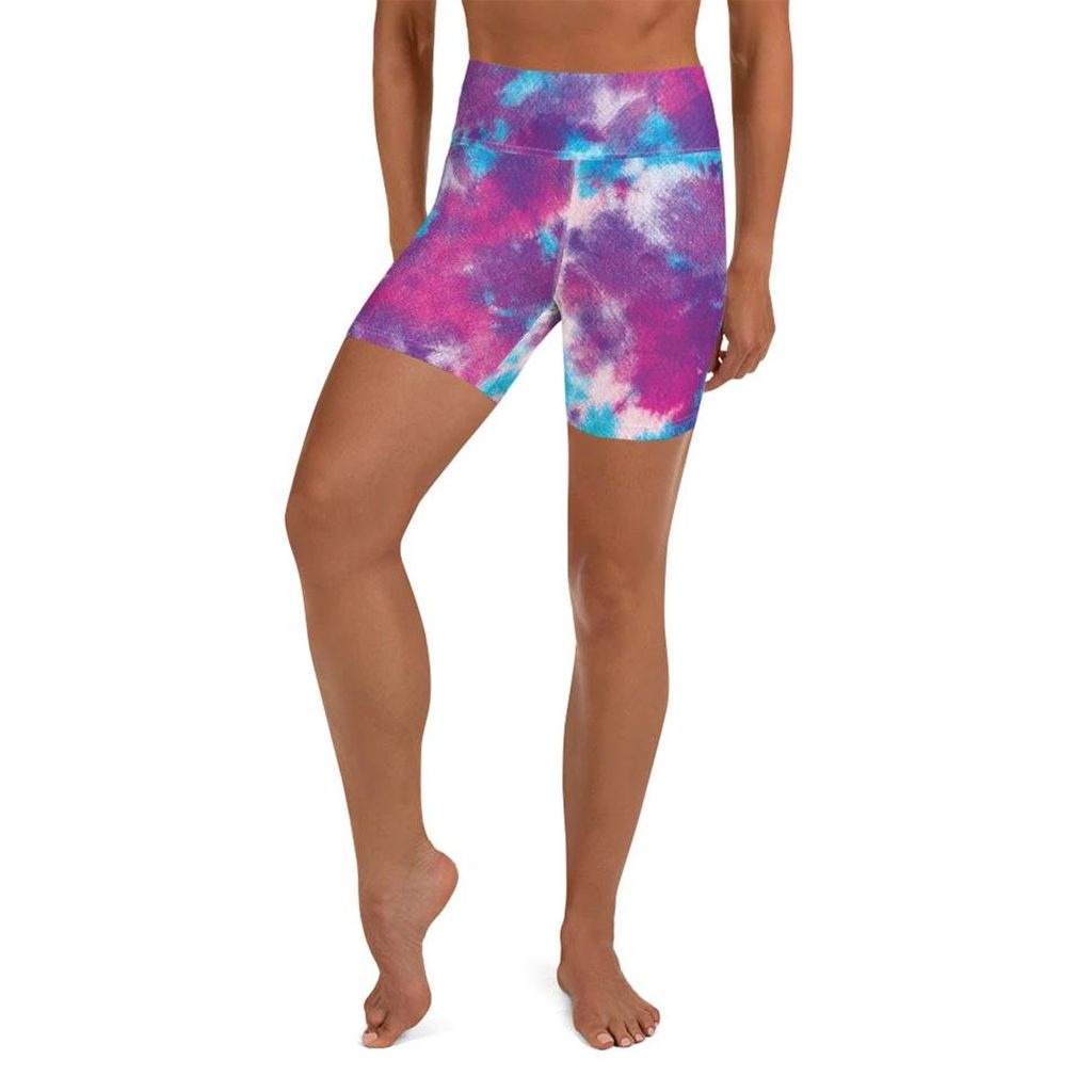 Purple Tie Dye Yoga Shorts