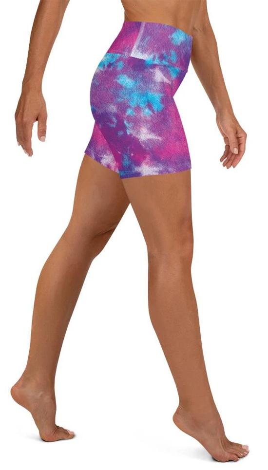 Purple Tie Dye Yoga Shorts