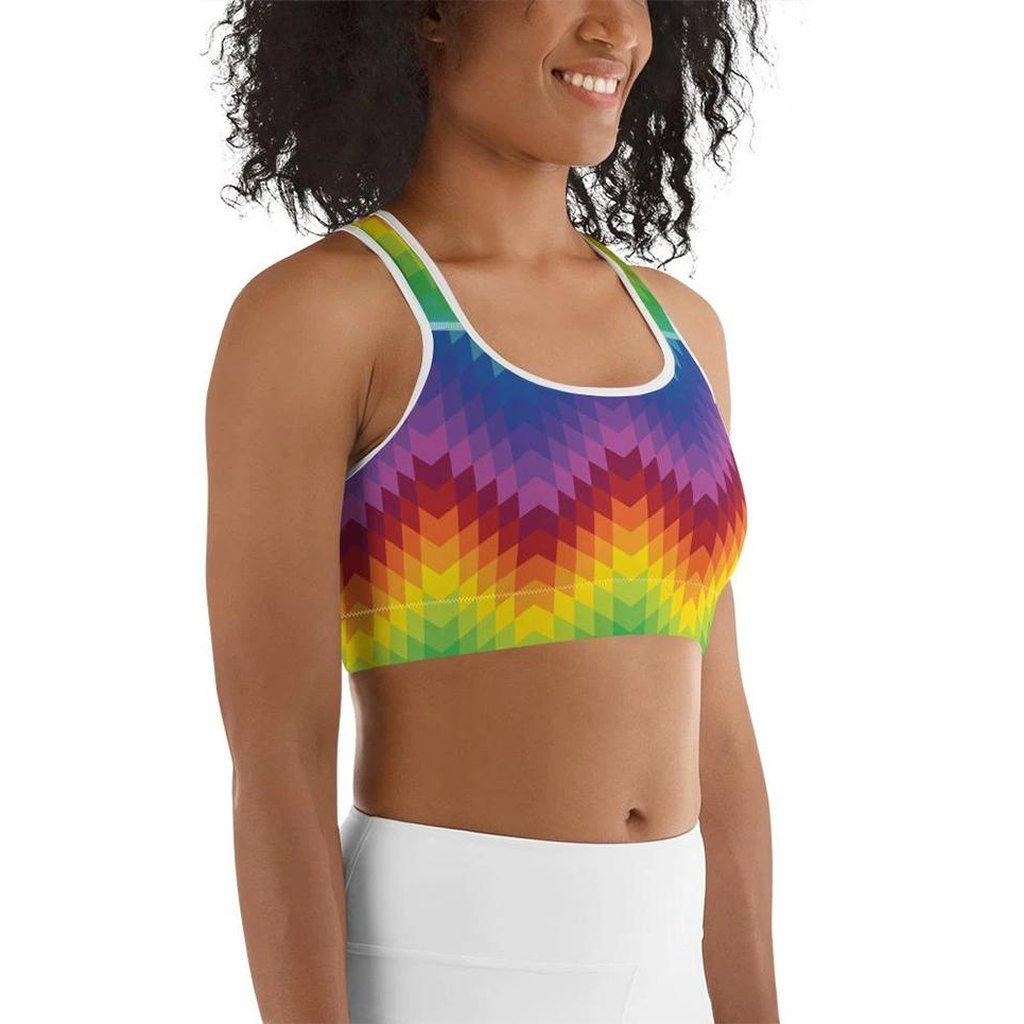Rainbow Pattern Sports Bra
