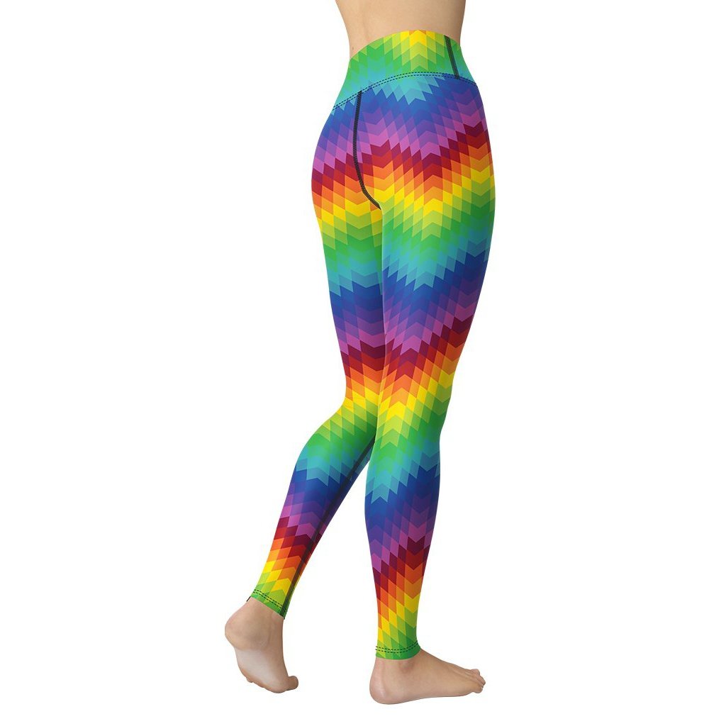Rainbow Pattern Yoga Leggings - FiercePulse - Premium Workout Leggings - Yoga Pants