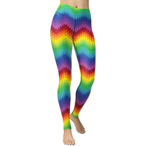 Rainbow Pattern Yoga Leggings - FiercePulse - Premium Workout Leggings - Yoga Pants