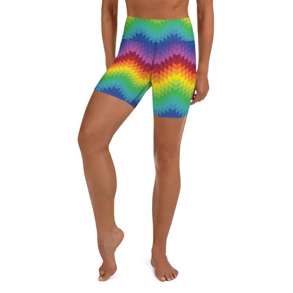 Rainbow Pattern Yoga Shorts