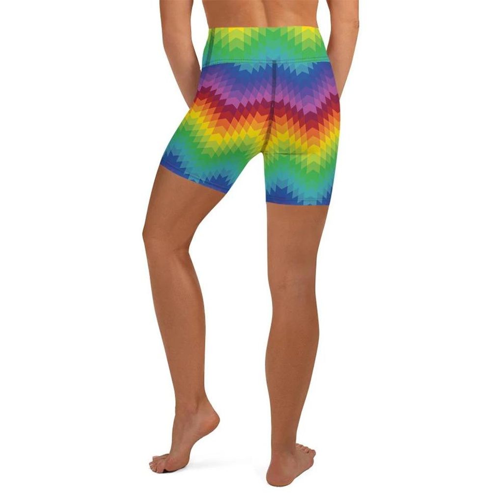 Rainbow Pattern Yoga Shorts