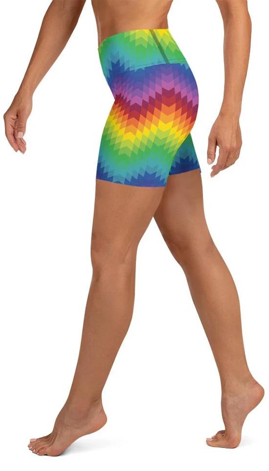 Rainbow Pattern Yoga Shorts