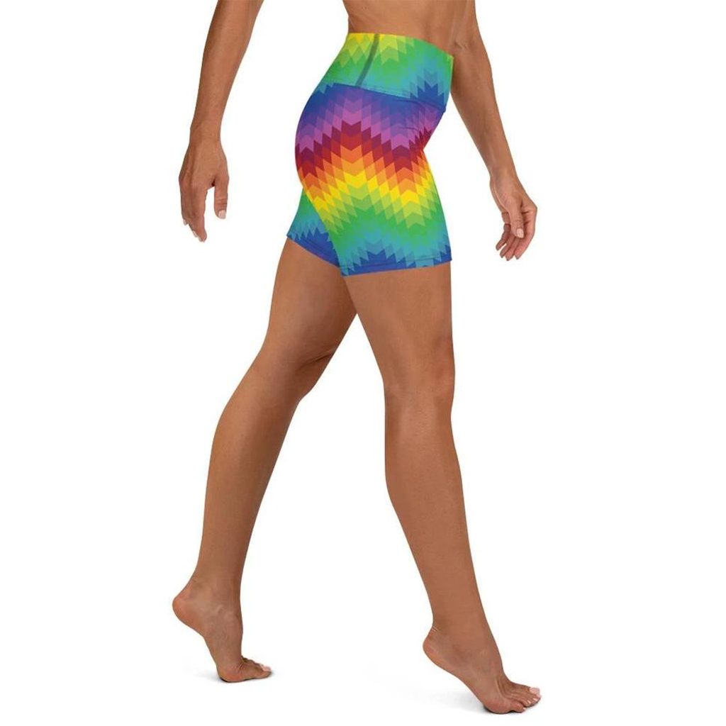 Rainbow Pattern Yoga Shorts
