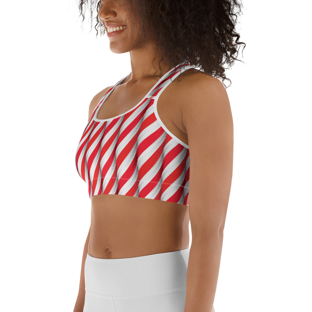 Real Candy Cane Sports Bra
