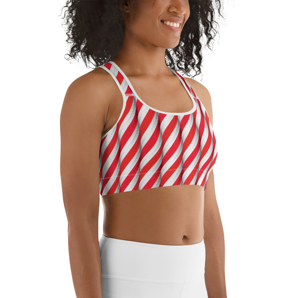 Real Candy Cane Sports Bra: Women's Christmas Outfits