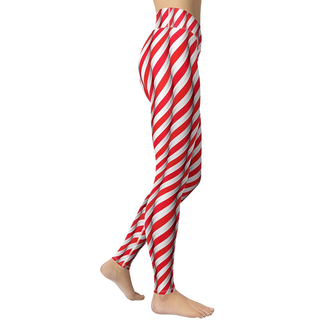 Real Candy Cane Yoga Leggings