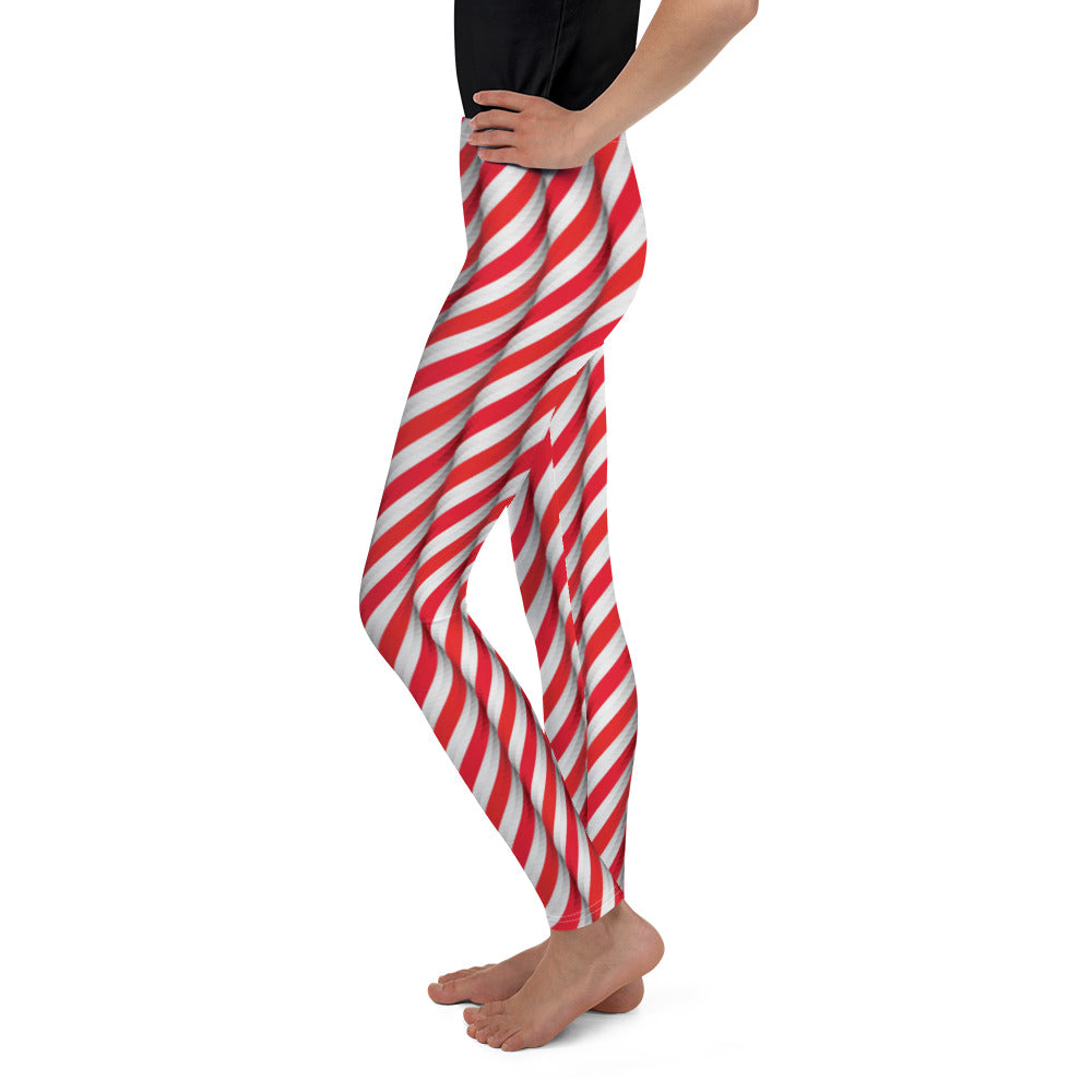 Real Candy Cane Youth Leggings