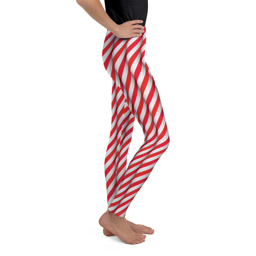 Real Candy Cane Youth Leggings