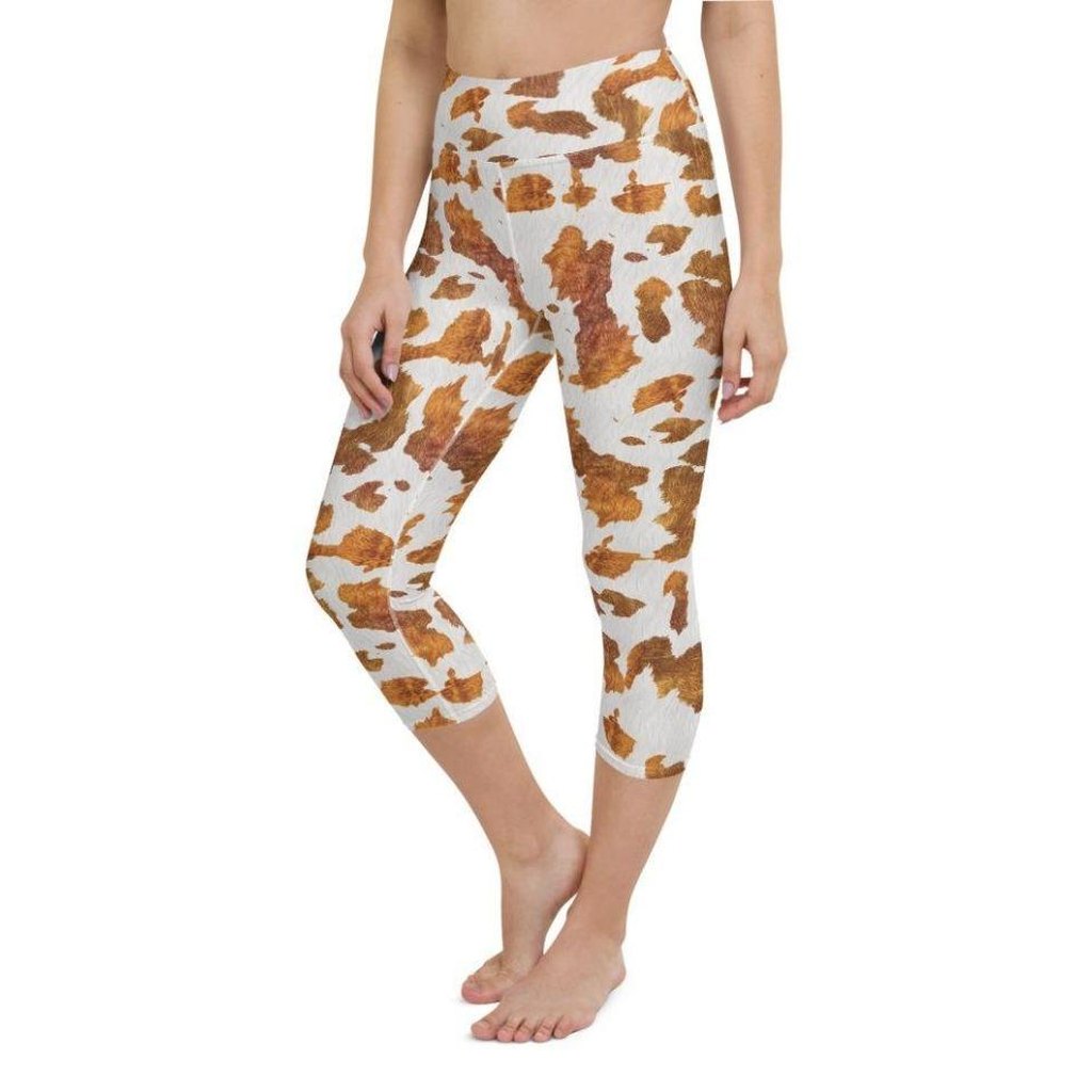 Realistic Cow Print Yoga Capris